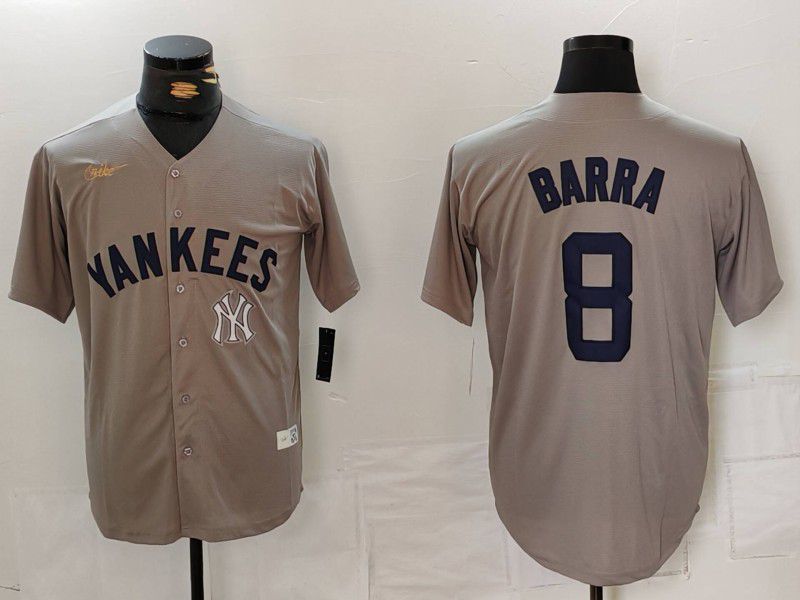 Men New York Yankees #8 Barra Grey Throwback Game 2024 Nike MLB Jersey style 8143->new york yankees->MLB Jersey